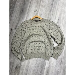 Vintage 1980s Towbridge Gray Geometric Knit Sweater Size Medium